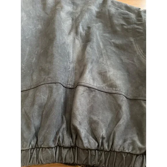 Saddlebred black leather zip front bomber jacket size XL